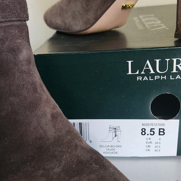 Ralph Lauren Belicia Taupe Kidsuede Fringe Bootie 8.5 - Picture 3 of 4